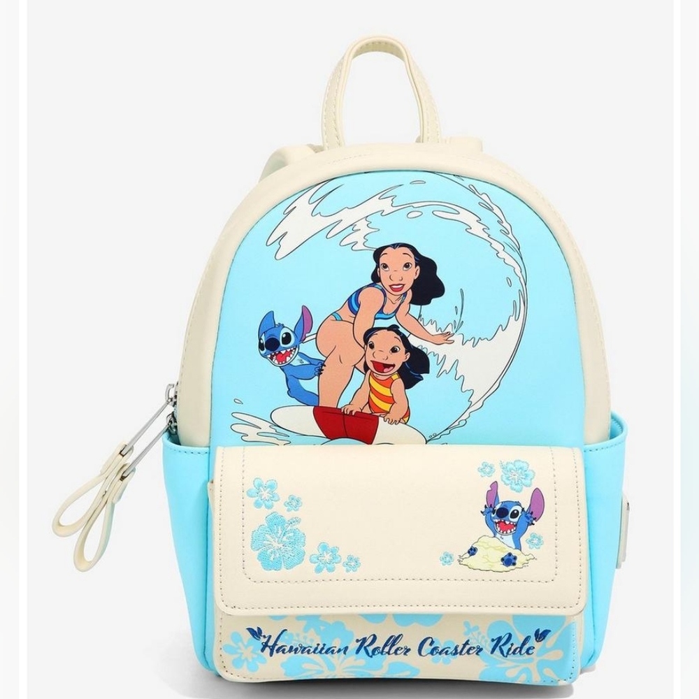 Loungefly Disney Lilo & Stitch Hawaiian Roller Coaster Ride Mini Backpack